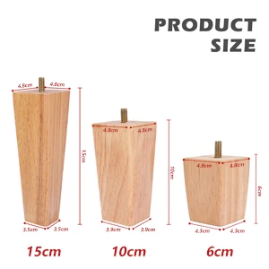 4 Buah Kaki Furnitur Kayu Solid Tinggi 6/10/15Cm Meja Kabinet Tempat Tidur Sofa Persegi Miring Kaki Pengganti Kursi dan Kaki Miring