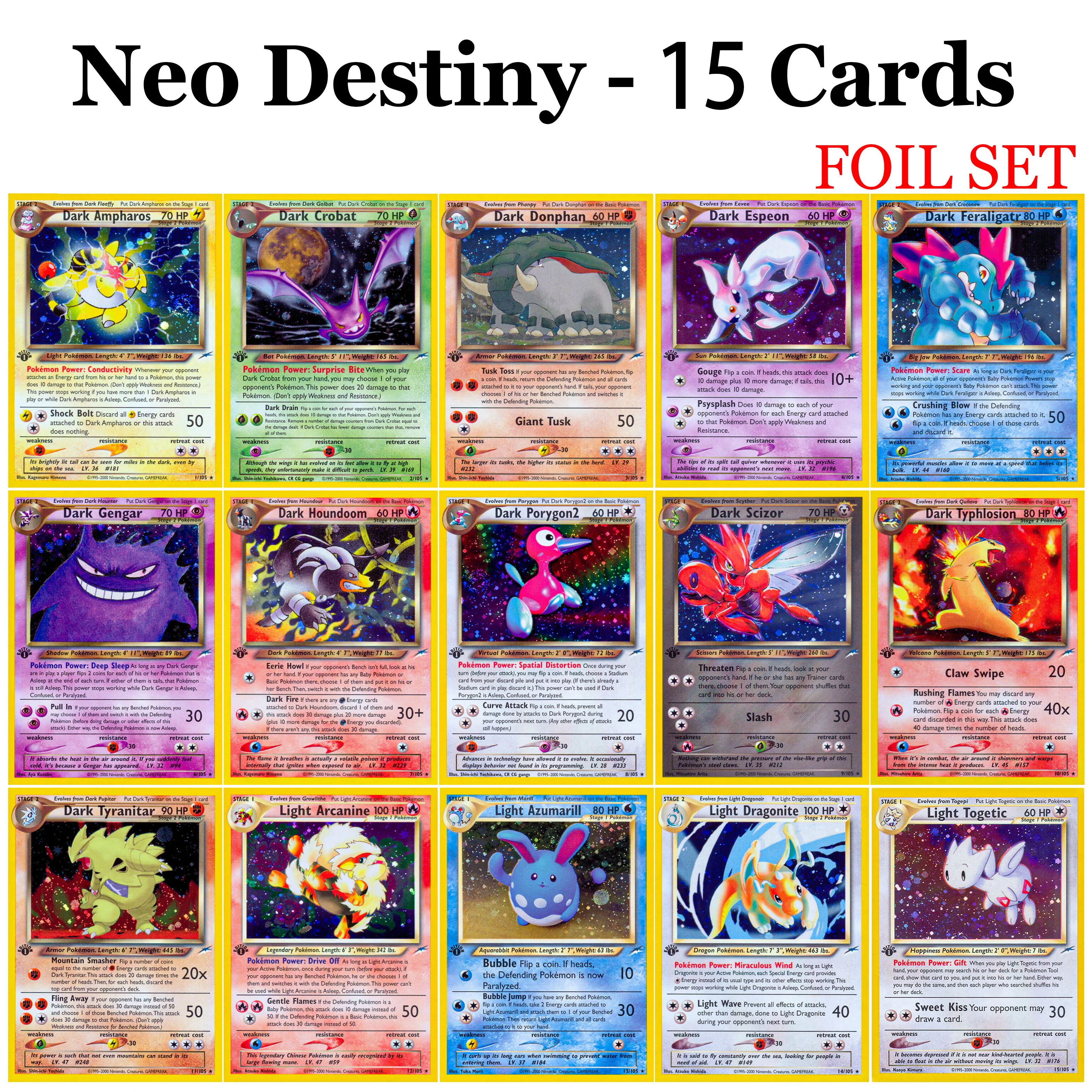 PROXY PKM Classic Set Cards Gym Challenge/Heroes Neo Destiny