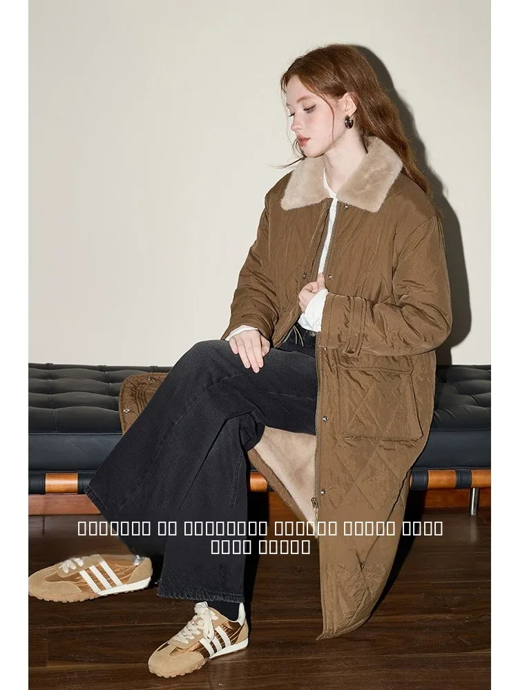 

KUHNMARVIN Korean Sle Commute Pure Color Cotton Jaet Women's Mid-Length Outerwear Simple Ele Winter New Arrival
