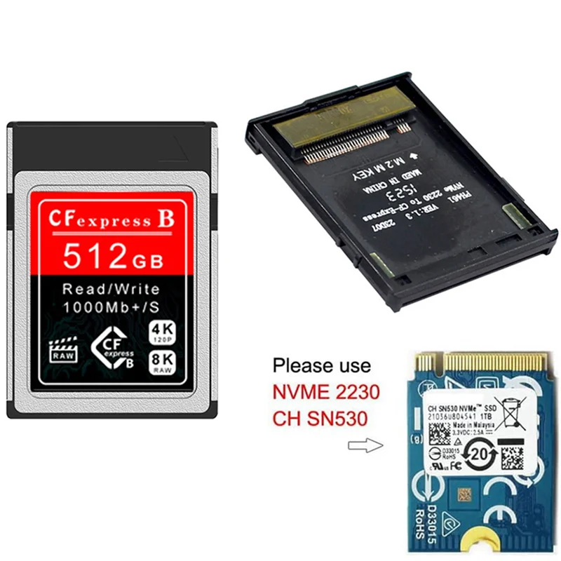 

AC56-NGFF M2 Mkey Nvme 2230 SSD To Cfexpress Type-B Adapter CF-Express Type-B To 2230 Nvme M.2 SSD Adapter