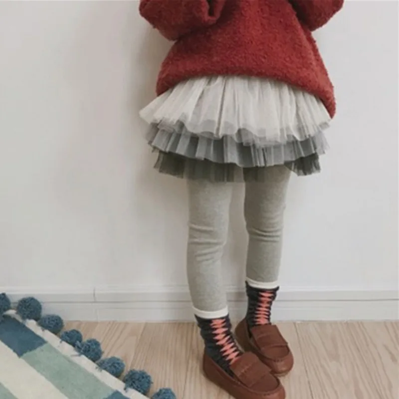 Autumn Baby Girls' Pantyskirt Pommel Skirt Pantyhose Multi-Layer Tulle Skirt Pantyhose Thermal Pantyhose Elastic Pantyhose 2-8T