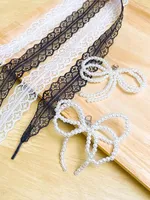 Fancy Lace Shoelaces for Women Casual Shoes 2.9CM Width Flat Shoelace for Sneakers Black White Shoe Laces Accessorices