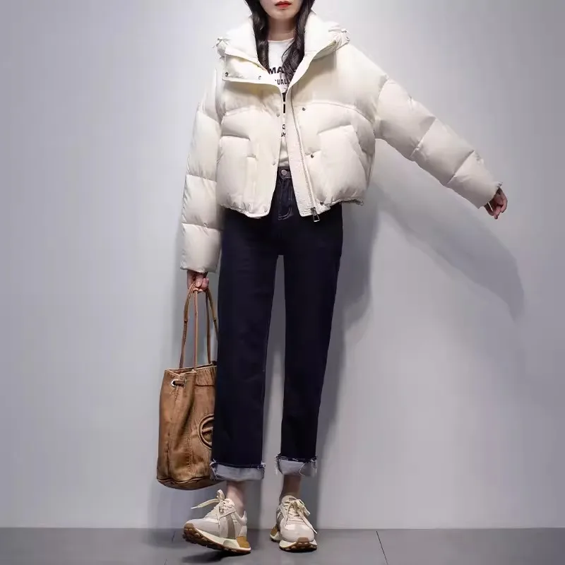 

2023 Winter New Korean Thicken Short Down Coat Women's 90% White Duck Down Hooded Jacket Female Warm Parkas Casual Short Outwear