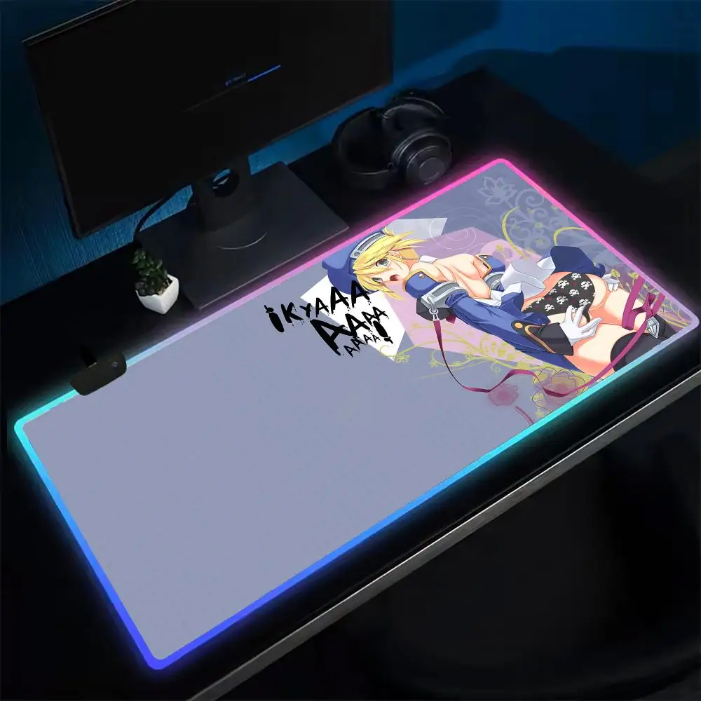 

15-игровой коврик для мыши B-Blazblue, игровой коврик для мыши в стиле аниме, светодиодные настольные коврики с подсветкой, резиновые настольные коврики XXL RGB