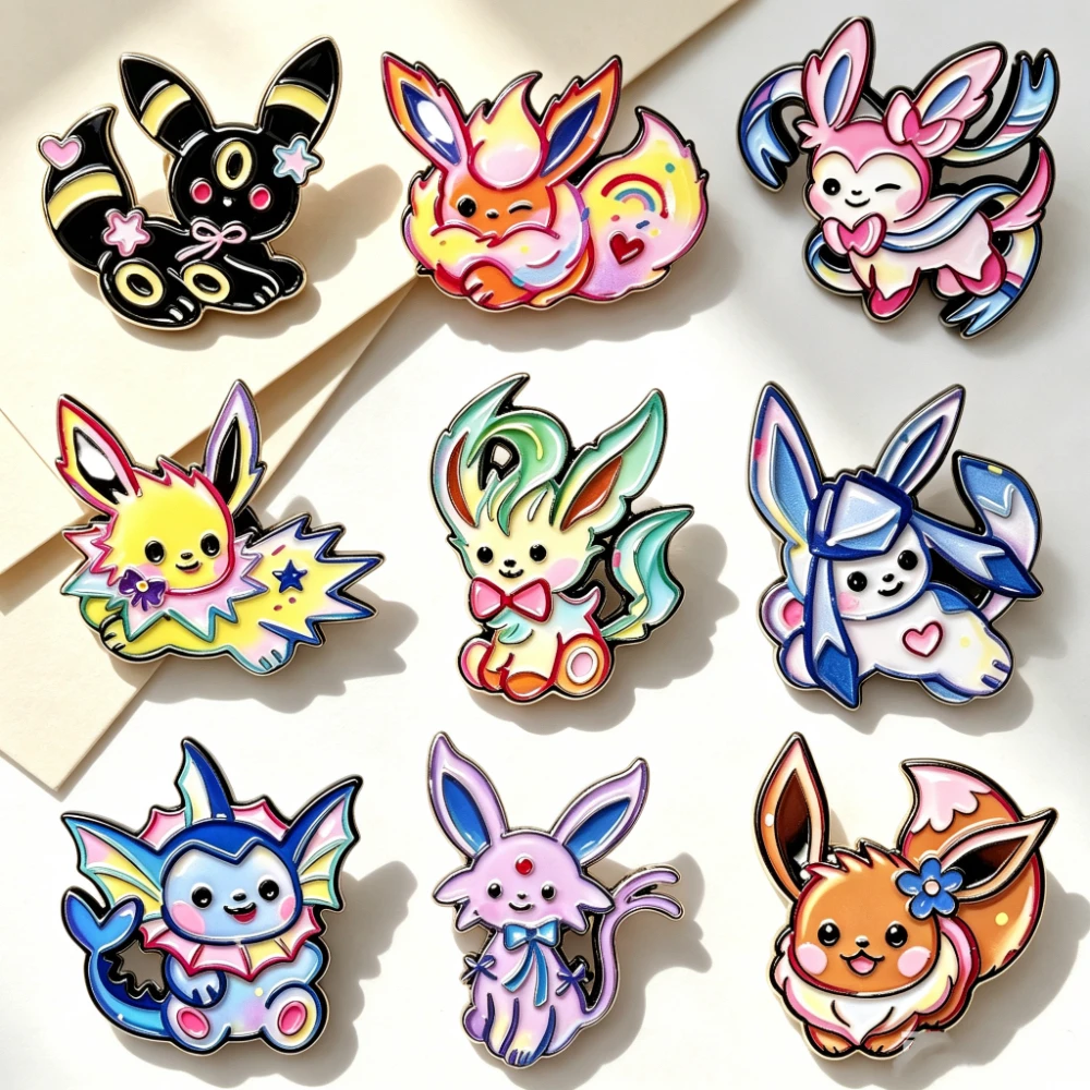 9 Stück/Set Japanische Anime-Elfen-Emaille-Anstecknadeln, niedliche Monster-Metallbroschen, Reversnadeln, Fantasy-Abenteuer-Schmuck, Geschenk für Sammler – Detail 2