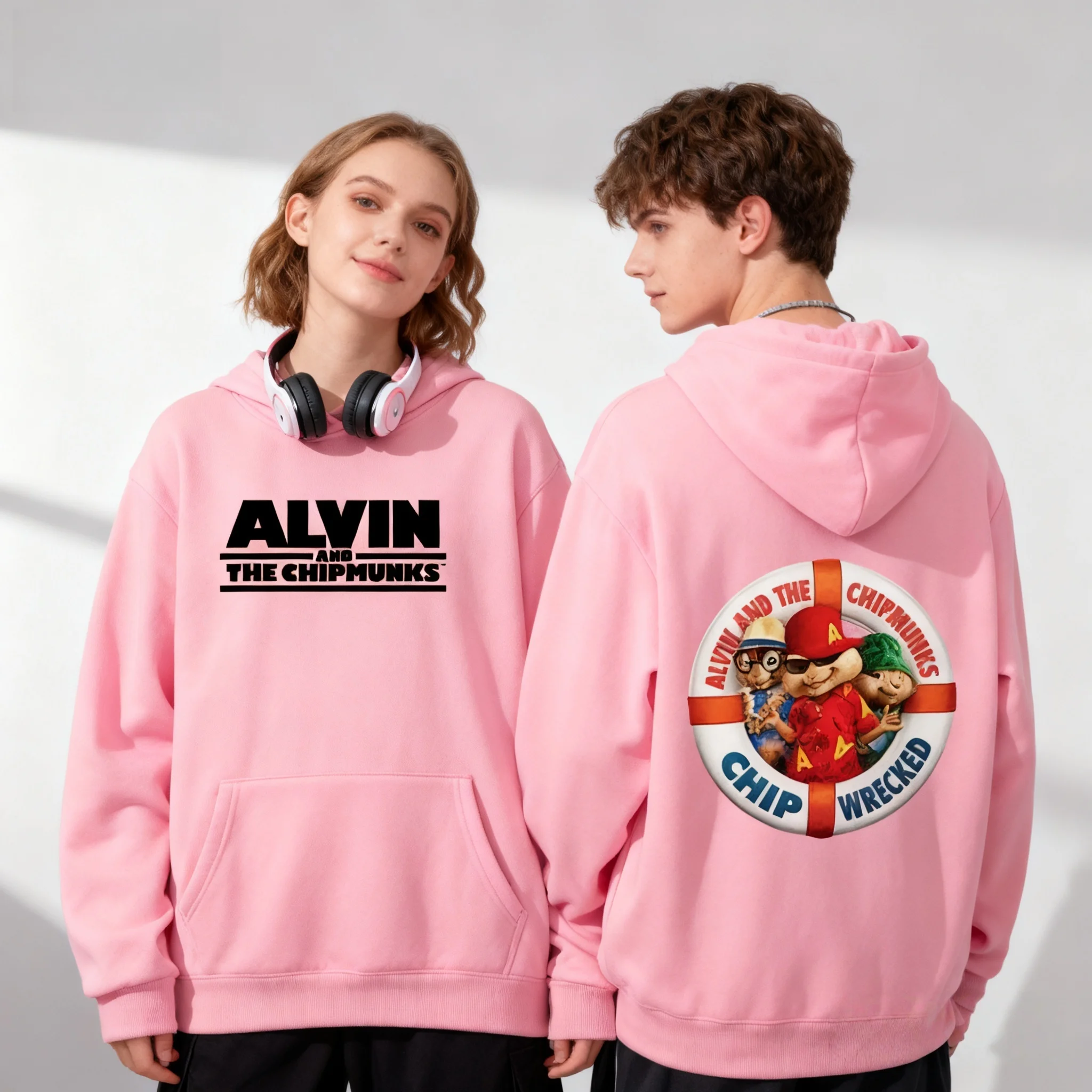 هوديس الخريف والشتاء الأكثر شعبية هي سترة Alvin and Chipmunk Cartoon Street كبيرة الحجم للنساء والرجال بغطاء للرأس للأطفال