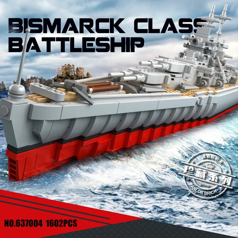 Creativity Military Warships Series Building Blocks ,Ⅱ Battleship Model, MOC Technology Soldier Weapon Compatible Bricks Toys