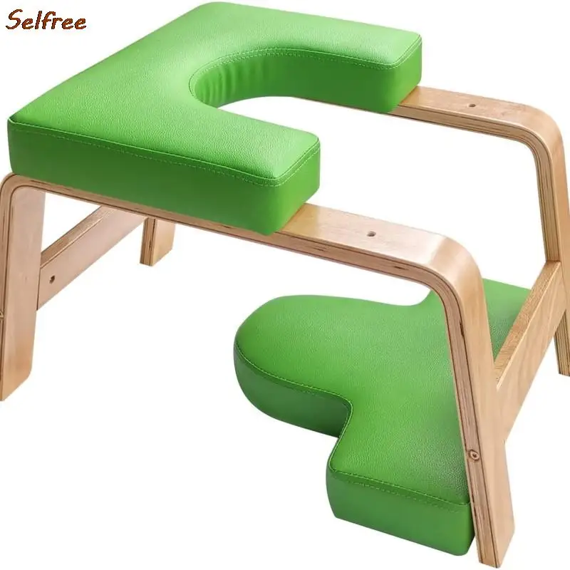 Multifunctional Wood Yoga Stool Fitness Inverted Solid Stool Professional Core Strength Auxiliary Chair Home Fitness Yoga Chair