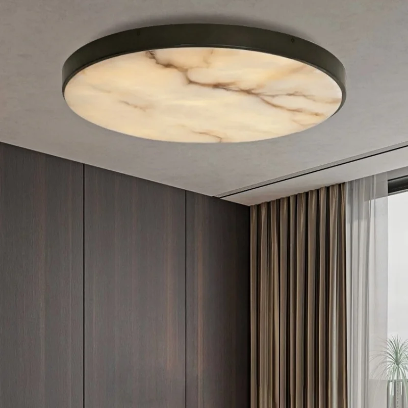 

Modern All Copper LED Ceiling Lamp Natural Marble Light Luxury Black Gold dining living room Home Decor Bedroom Lighting Fixtur