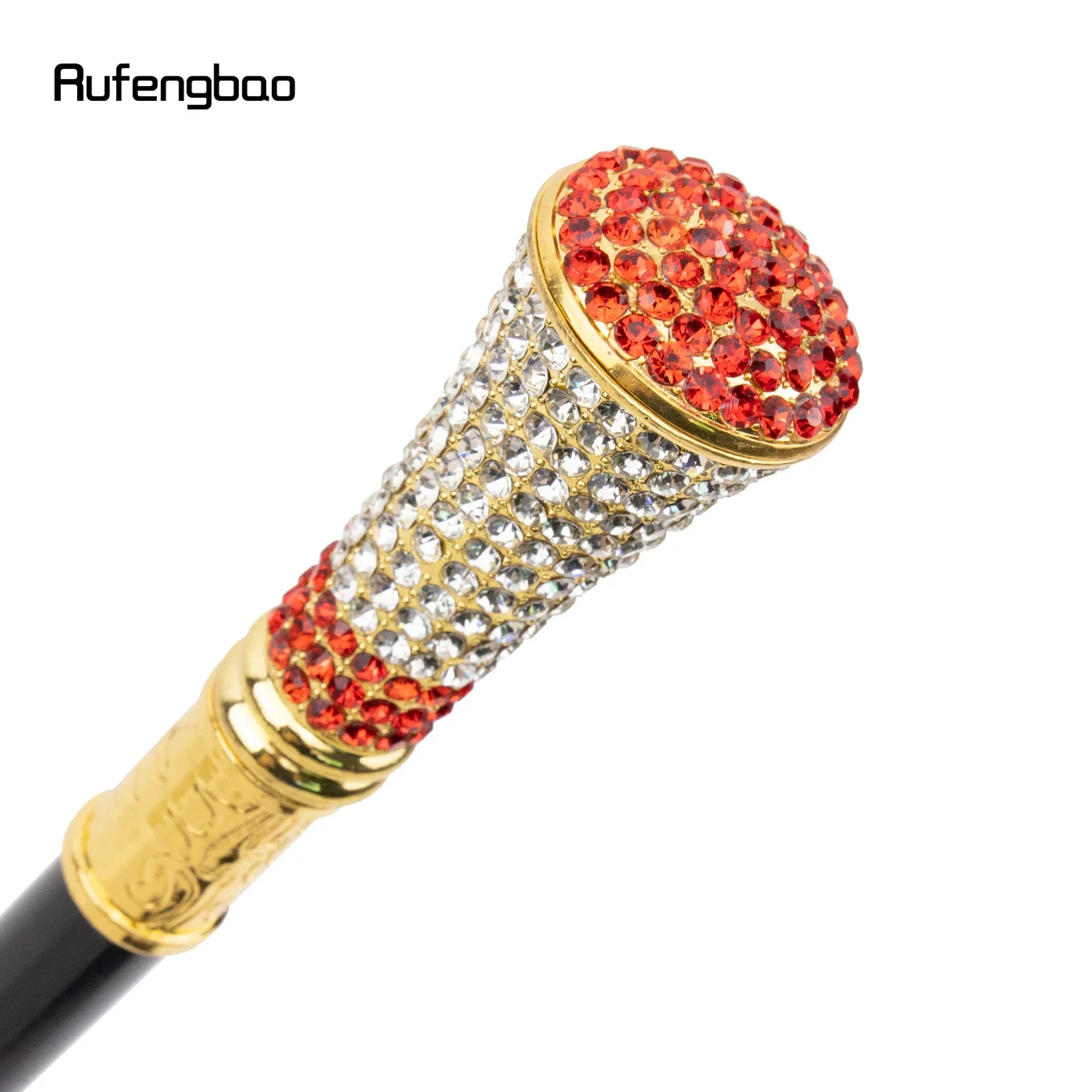 Gouden Rode Kunstmatige Diamant Riet Mode Decoratieve Wandelstok Elegante Cosplay Riet Crosier 92.5cm Prestaties Podium Riet