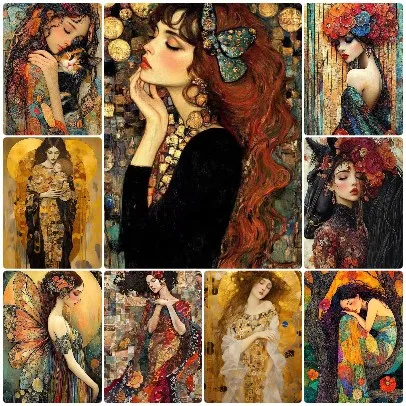 quebra-cabeca-art-nouveau-dourado-sonhador-mosaico-em-tons-de-ouro-quente-e-pintura-decorativa-para-uma-atmosfera-elegante-no-ambiente