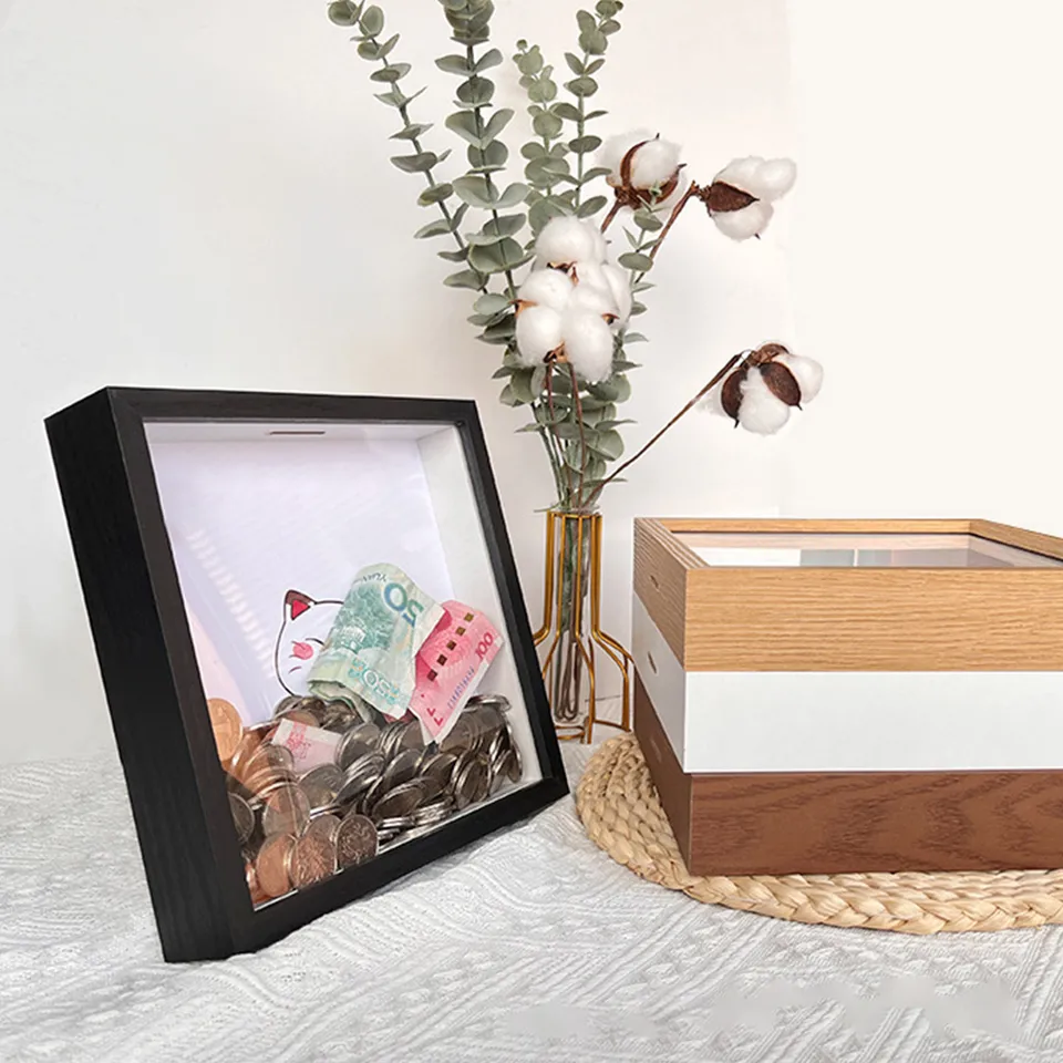 Multipurpose Deep 3d Frame for Filling Money Box Wooden Photo