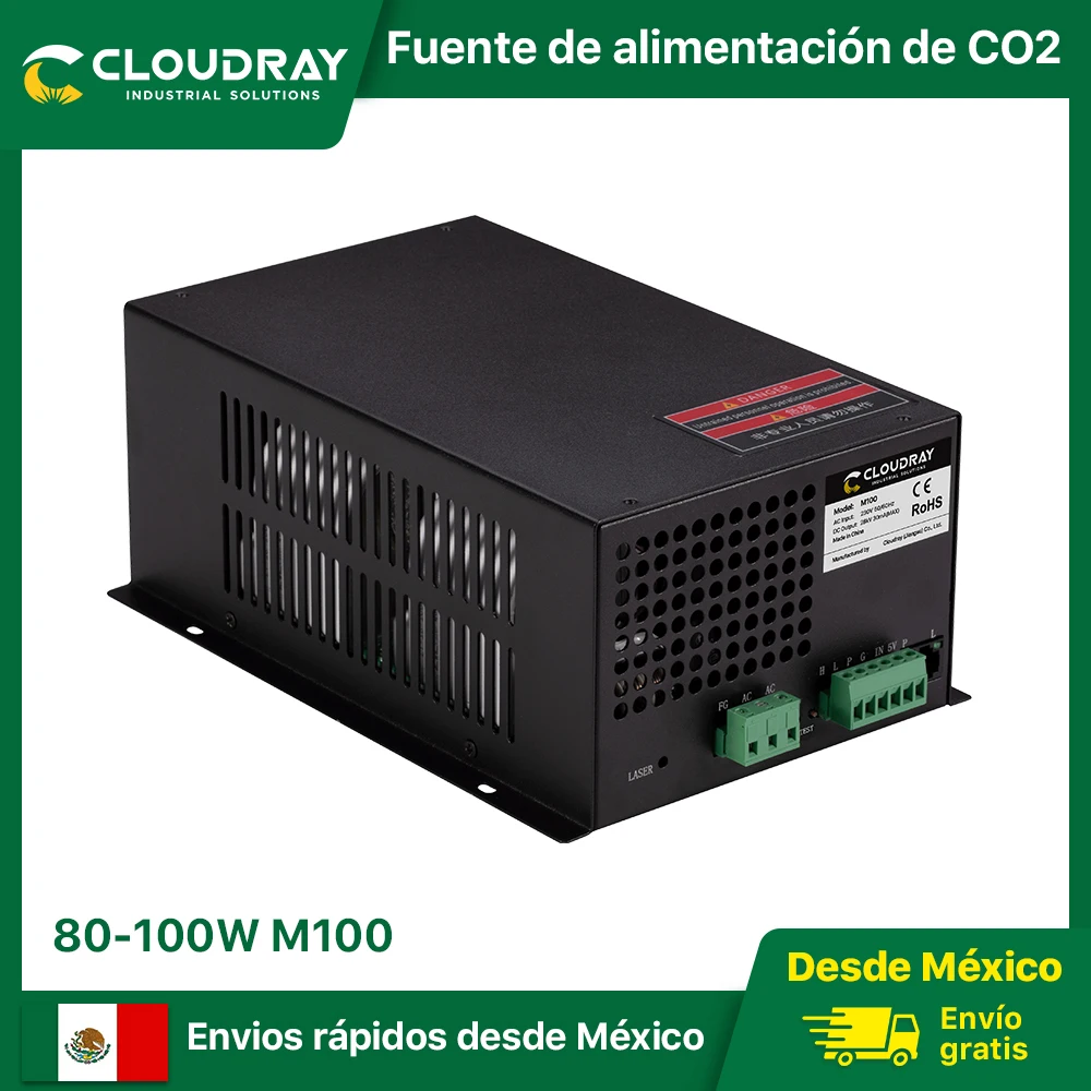 Cloudray-máquina cortadora láser CO2 de 100W, módulo de fuente de alimentación para máquina de grabado, entrada de potencia de 12-24V, máquina grabadora láser DIY