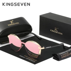 KINGSEVEN Cat Eye Sunglasses Big Frame Women polarized UV400 for Lady Luxury Sun Glasses Travel Eyewear Oculos De Sol Gafas