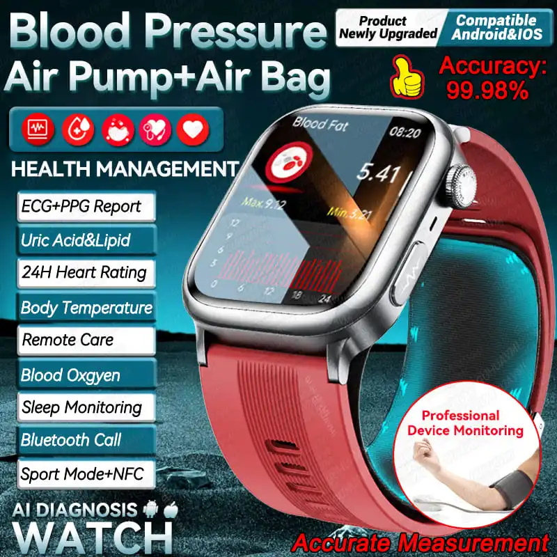 

2025 Новые высококачественные умные часы с воздушным насосом Lipid для мужчин ЭКГ + PPG Точное артериальное давление Сердечный ритм BT Вызов NFC для часов HUAWEI Health