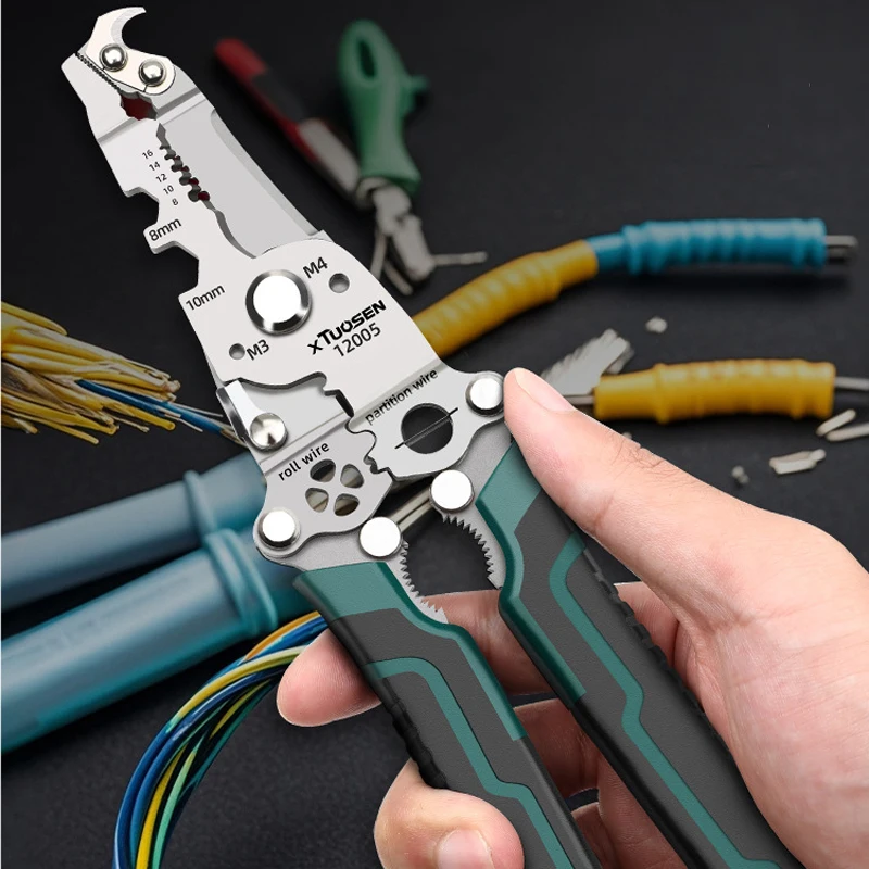 Foldable Crimper Cable Cutter Automatic Wire Stripper Multifunctional Stripping Crimping Pliers Terminal Hand Tool