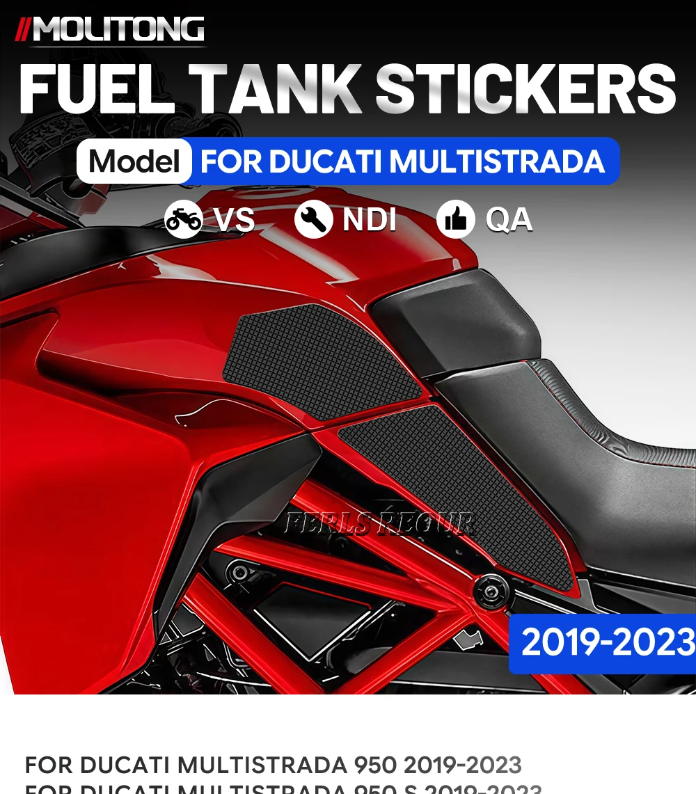 Soft rubber fuel tank protector for Ducati 2015-2016 motorcycles, providing anti-slip and scratch protection.