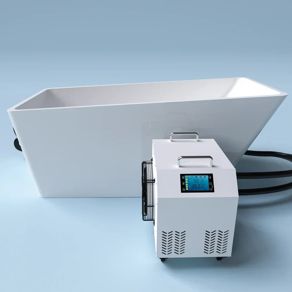 

Custom Acrylic Ice Tub Cooling Water Treatment Deep Immersion Cold Plug Tub With Wifi Chiller Cooling System