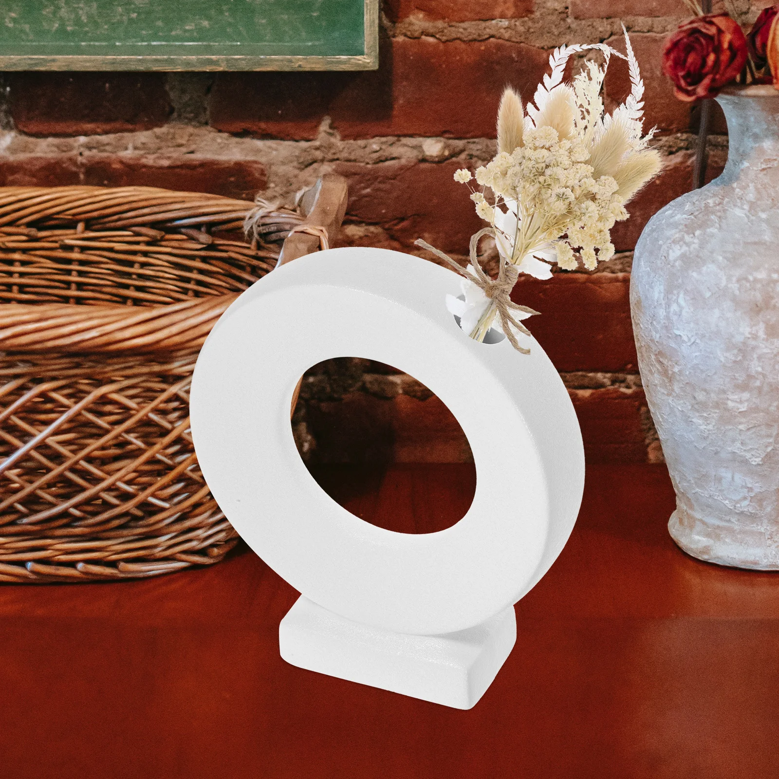 

Ceramic Flower Vase Circle Shape Minimalist Home Decoration Dried Flower Arrangement Vase Elegant Tabletop Decor