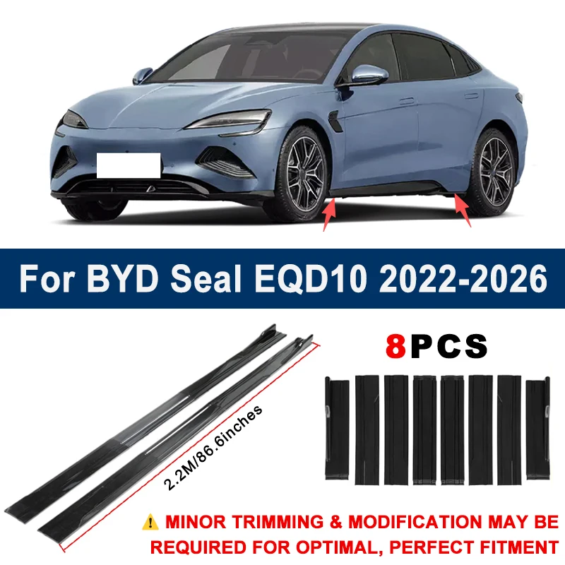 Aerodynamic 2.2m Sectional Side Skirt Extension Lips Racing Side Spoiler For BYD Seal EQD10 2022-2026 2023 Sport Upgrade Kit