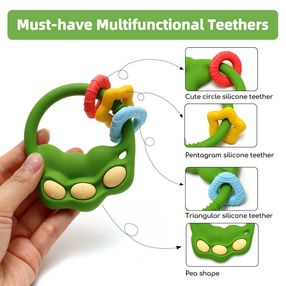 Mordedor sensorial de silicona para bebés recién nacidos, juguete para masticar, mordedores para autismo, anillo de dentición para niños, juguetes para bebés de 6 a 12 meses