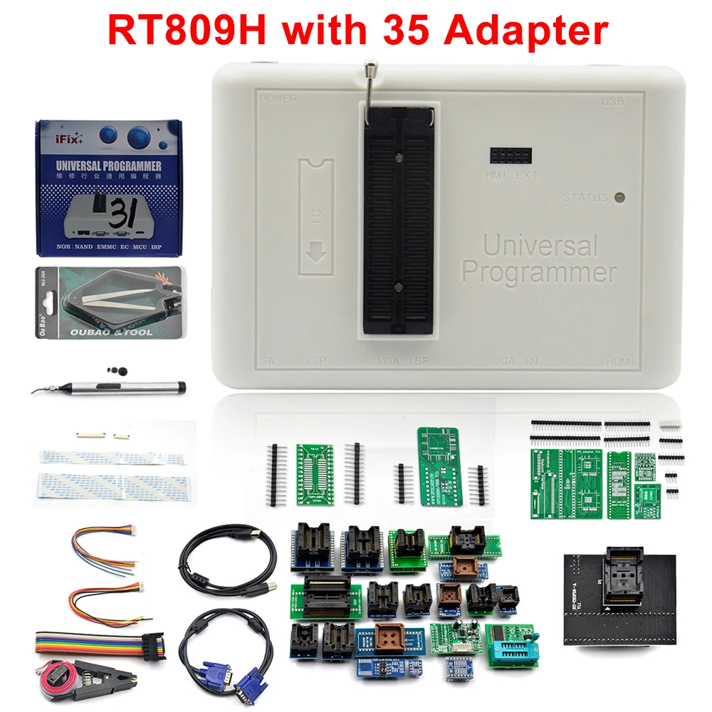 2023 Original RT809H Universal Programmer EMMC-Nand FLASH Programmer with 36 Adapters Full Adapters with High Quality
