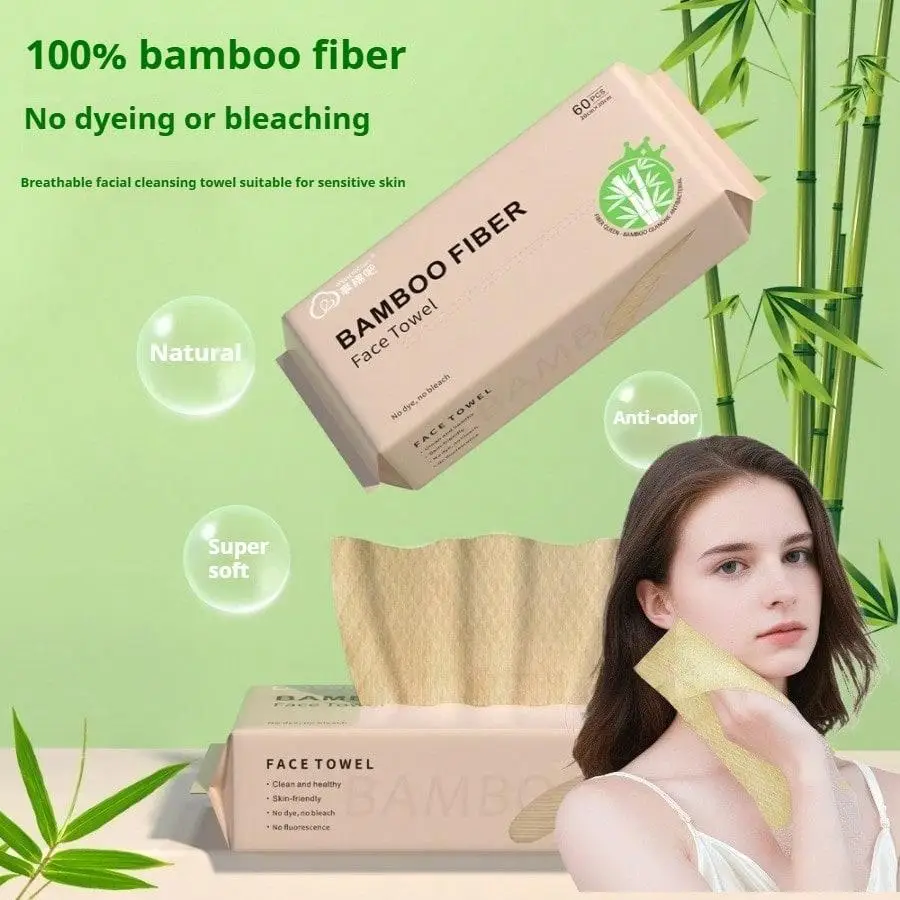 Cotton Towel Bamboo Fiber Facial Towels Natural Disposable Washcloths Facial Tissues Soft Absorbent Eco-Friendly Cleaning Towels