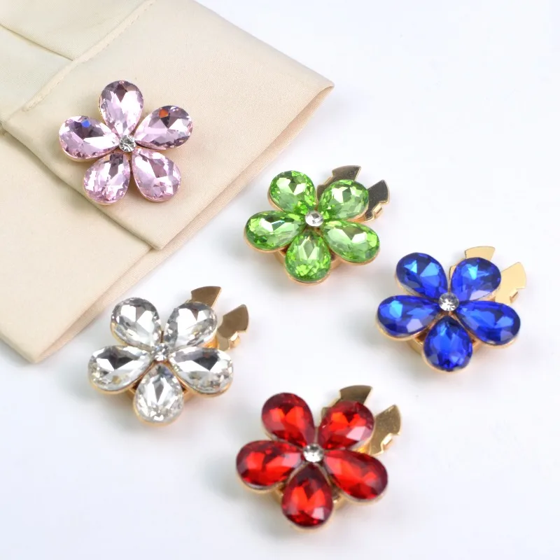 Fashionable Alloy Rhinestone Shirt Sleeve Button Cover Flower Collar Button Diamond Decoration Button Cover