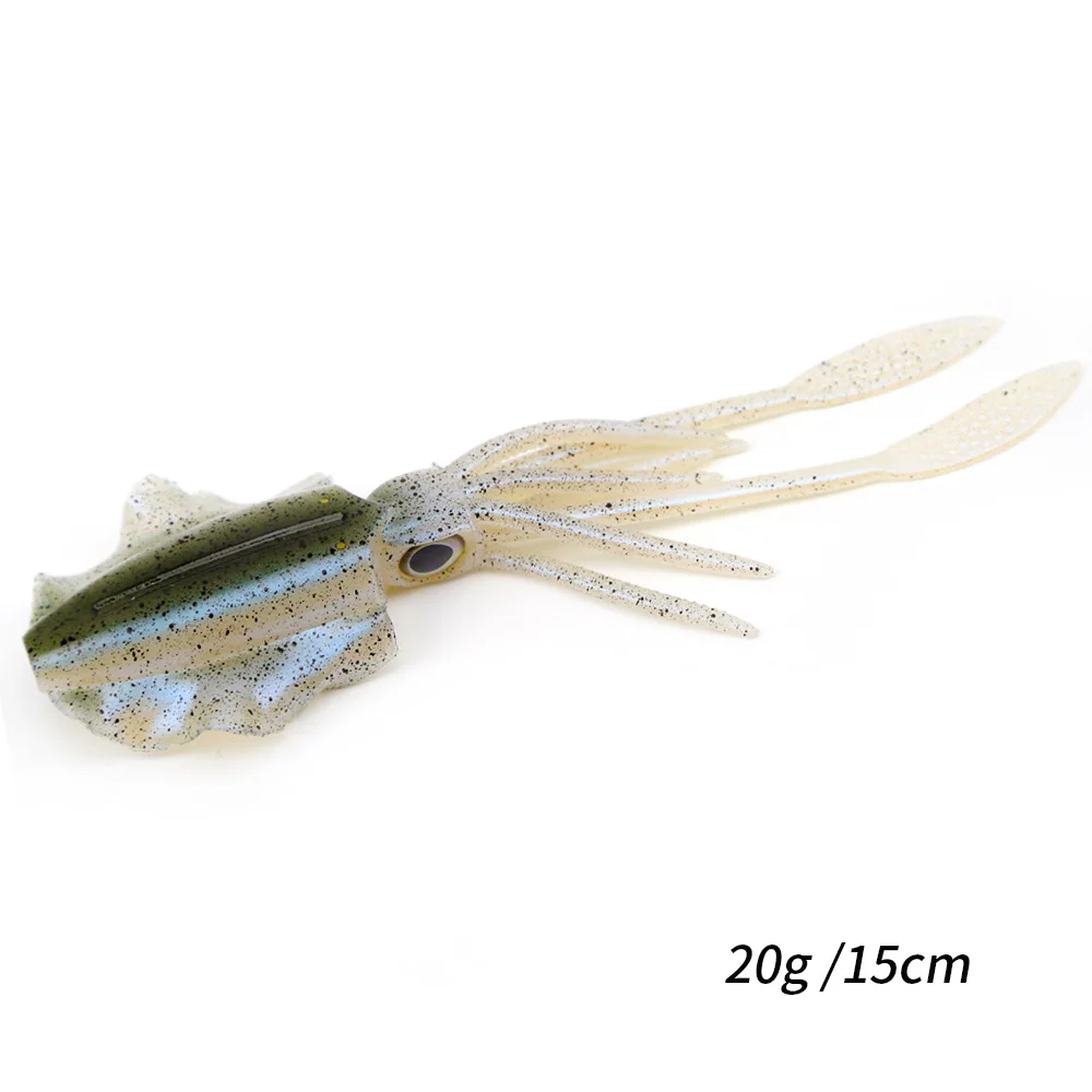 

1PC 20G Squid Soft Lure For Deep Sea Fishing Pesca Luminous UV Soft Artificial Squid Jig Trolling Lures Fishing Accessories