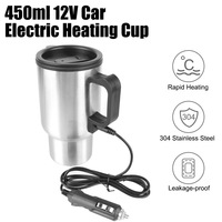Camping Travel Kettle Electric Heating Car Kettle Stainless Steel Water Coffee Milk Thermal Mug Vehicle Heating Cup 12V 450ml
