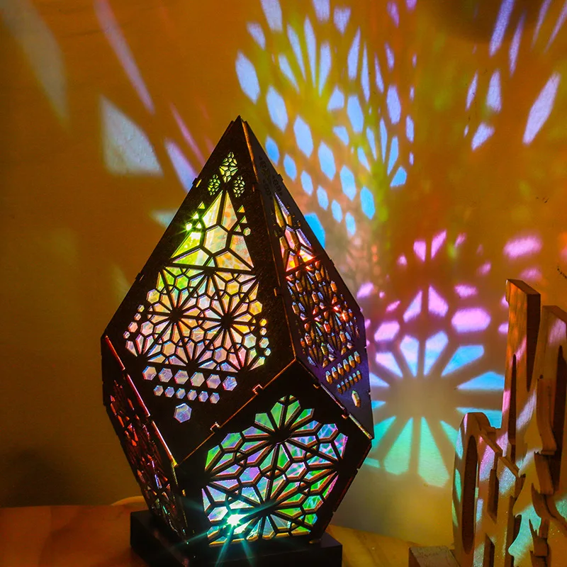 Imagem -04 - Magic Led Wooden Colorful Crystal Lamp Bohemian Romântico Sub-ambience Estranho Romântico Festival Iluminação Popular Faça Você Mesmo Party