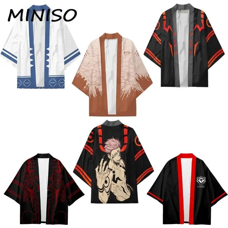 Jujutsu Kaisen Haori Anime Itadori Yuji Kimono Cloak Men Cosplay Costume Harajuku Loose Top Japanese Style Cardigan Unisex