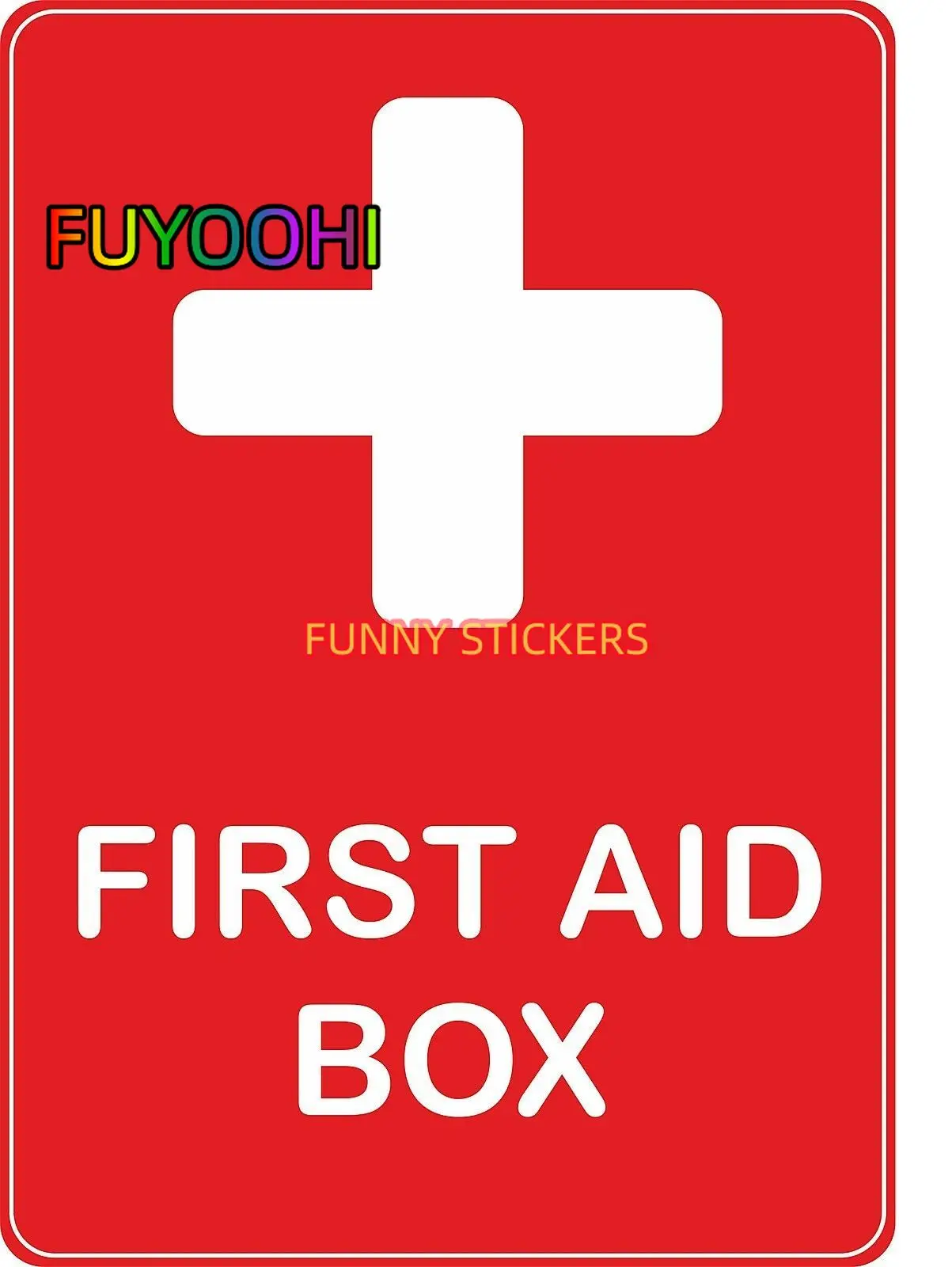 FUYOOHI Sticker First Aid Box Red Health Emergency Safety Decal Self Adhesive Window Decals KK Vinyl PVC