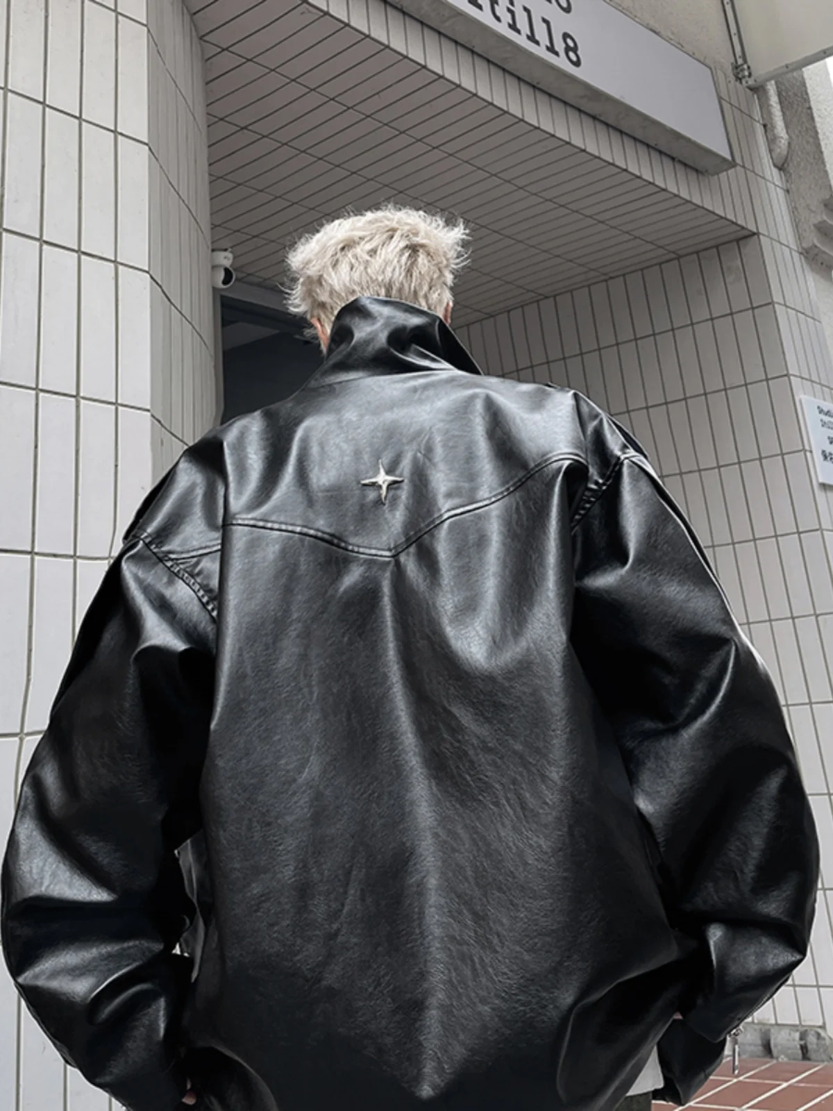 

Men's PU Leather Jaet American Sle Retro High Street Motorcycle Outerwear Slimming Faion Spring Autumn Seasonal Wear