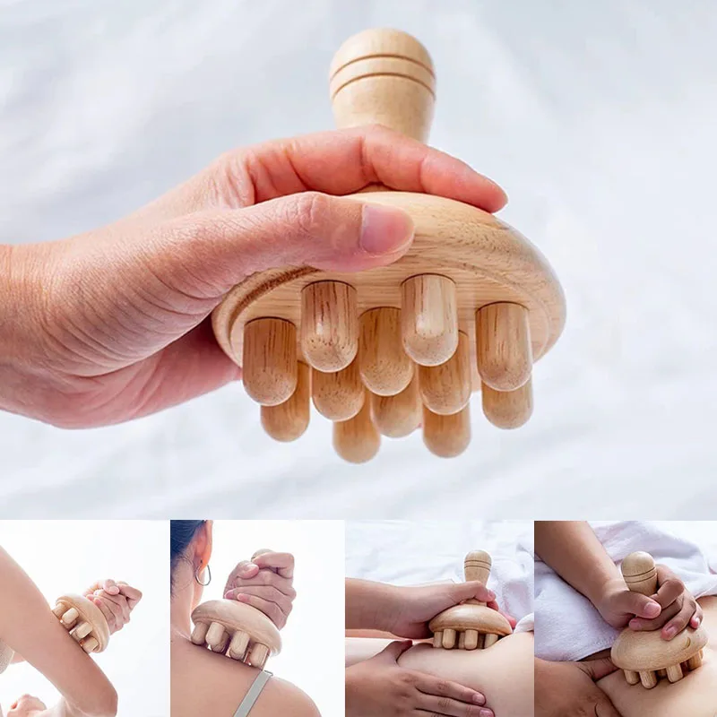 

Деревянный массажер для грибов, ручной массажный инструмент, деревянные массажные инструменты для грибов, натяжение мышц, местный жир, Гуа Ша для всего тела