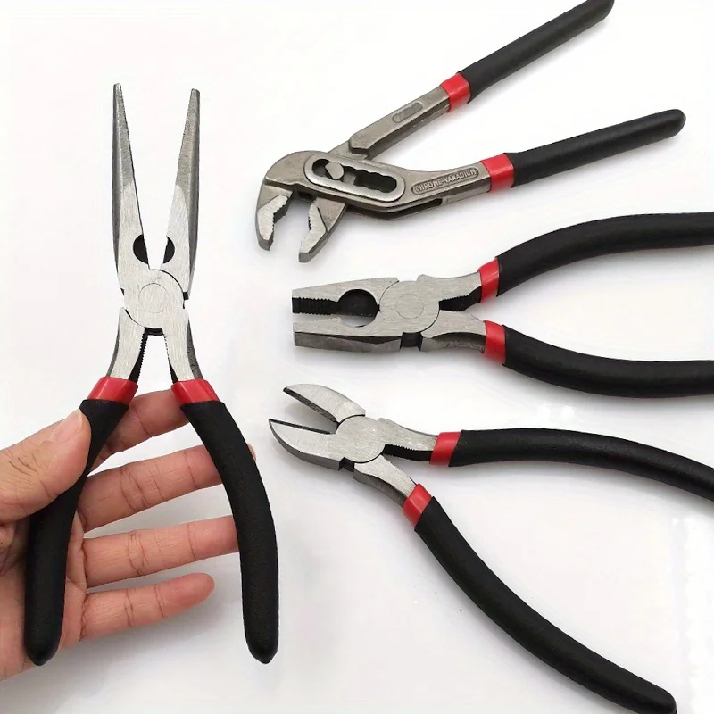 4Pcs/set Professional Stripping Crimping Repair Tool Set Multiple-spec Wire Cutter Universal Needle Nose Pliers Electrician Tool Professional Stripping Crimping Repair Tool Set