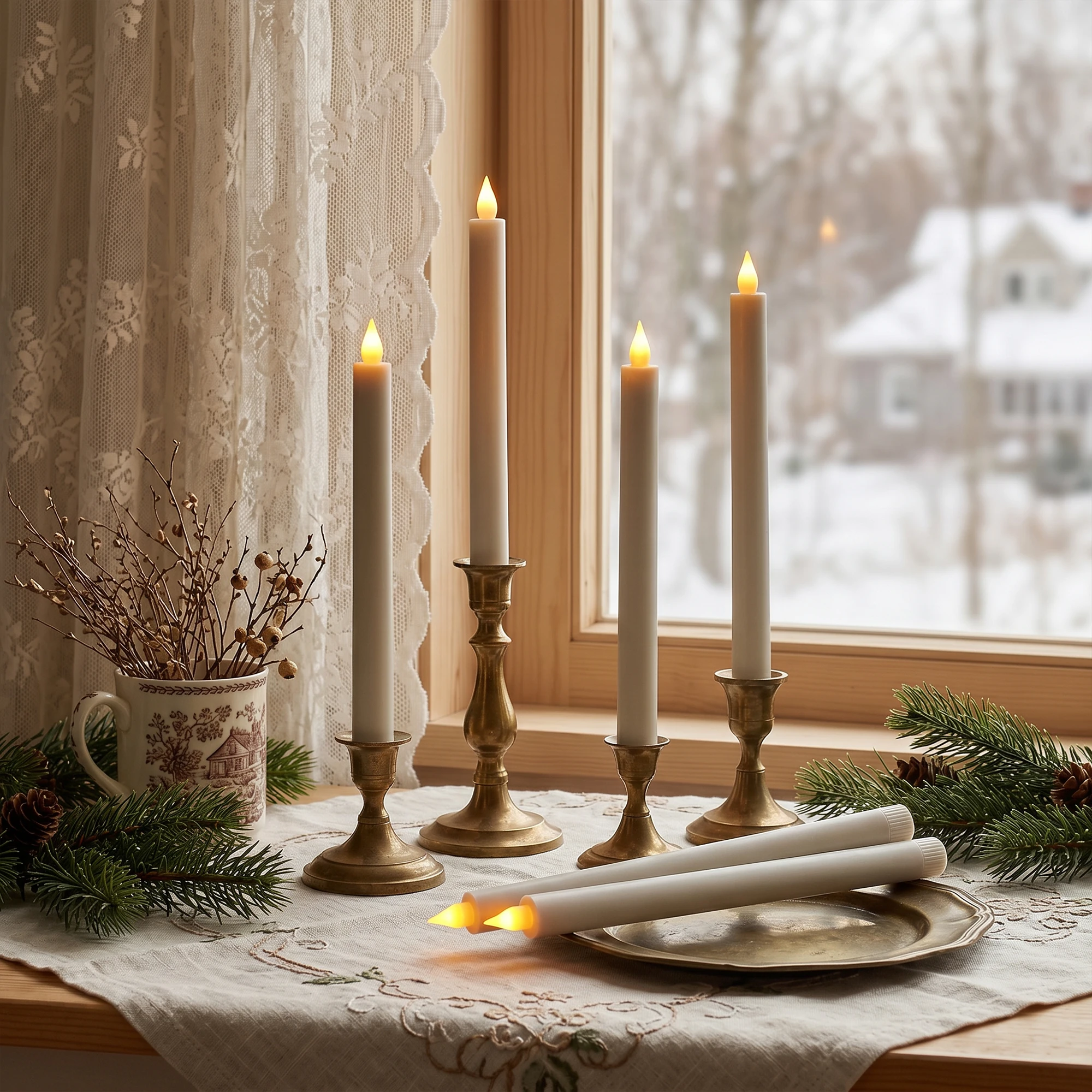 Tapered Flameless Candles, Remote-Controlled Battery-Powered, Led Warm Light 3D Candle Wicks, Pack of 6, Christmas, Home, Wedding Decoration