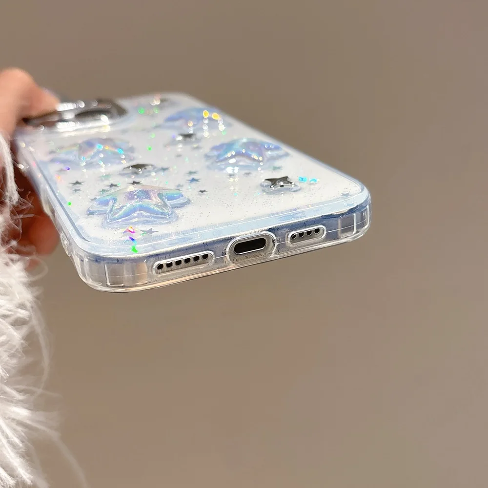 Luxury 3D Star Bling Glitter Shockproof Phone Case For iPhone 17 16 15 14 13 12 11 Pro Max Plus Transparent Bumper Cases Cover - náhled 6