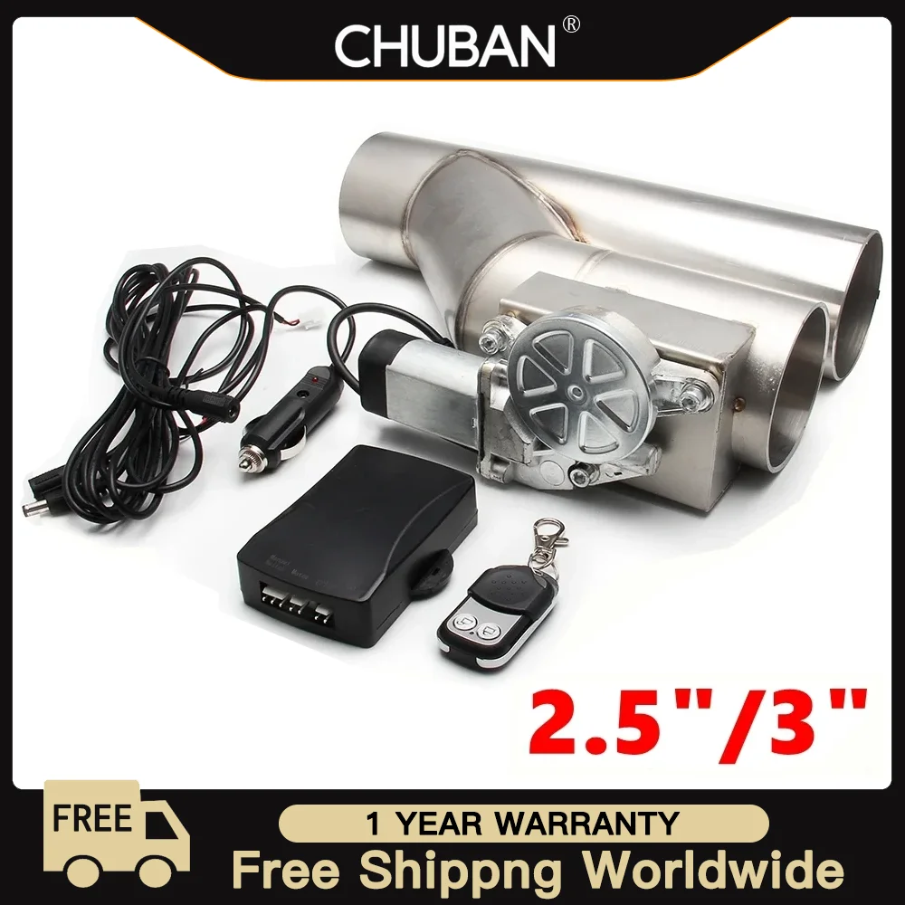 

2.5" & 3" Electric Exhaust Cutout Valve Y - Pipe Single Valve System with Controller and Remote Kit for Exhaust Pipe