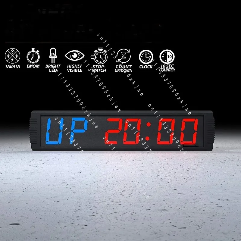 Remote Control Crossfit Clock, LED Interval Training Timer for Home Gym, Aluminum Alloy, 4 In