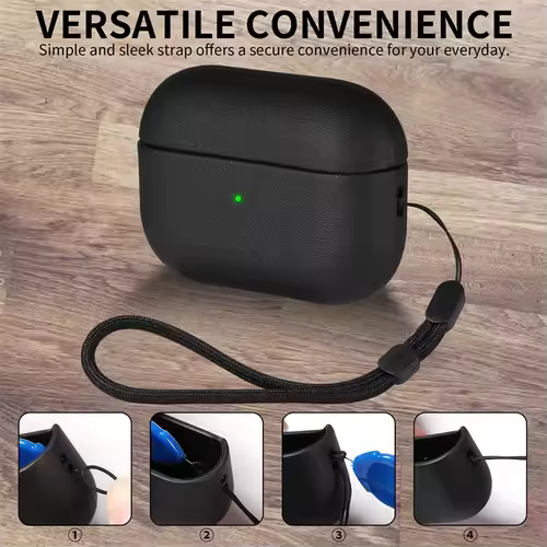 Leather grain Case For AirpPods Pro 2 For Airpods Pro 3 Case Airpods 4 3 Apple Bluetooth Earphone Accessories Protect Machine - Image 2