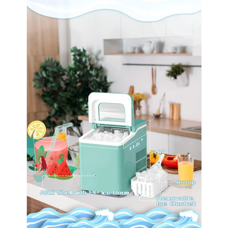 Macchina per il ghiaccio da banco ARLIME, pronta in 8 minuti, 26 libbre/24 ore, macchina per la produzione di ghiaccio elettrica autopulente con paletta e cestino