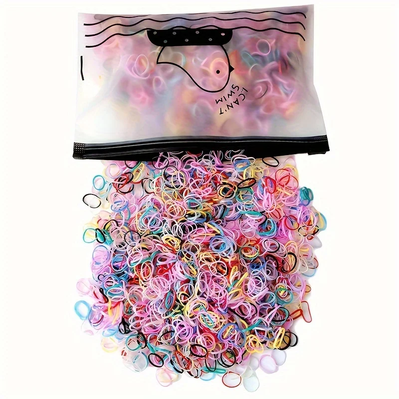 1500 قطعة من أربطة الشعر المرنة الصغيرة - ألوان الباستيل والنابضة بالحياة (وردي، أزرق، أخضر، أصفر، برتقالي، أحمر، أرجواني، أسود، أبيض) #2