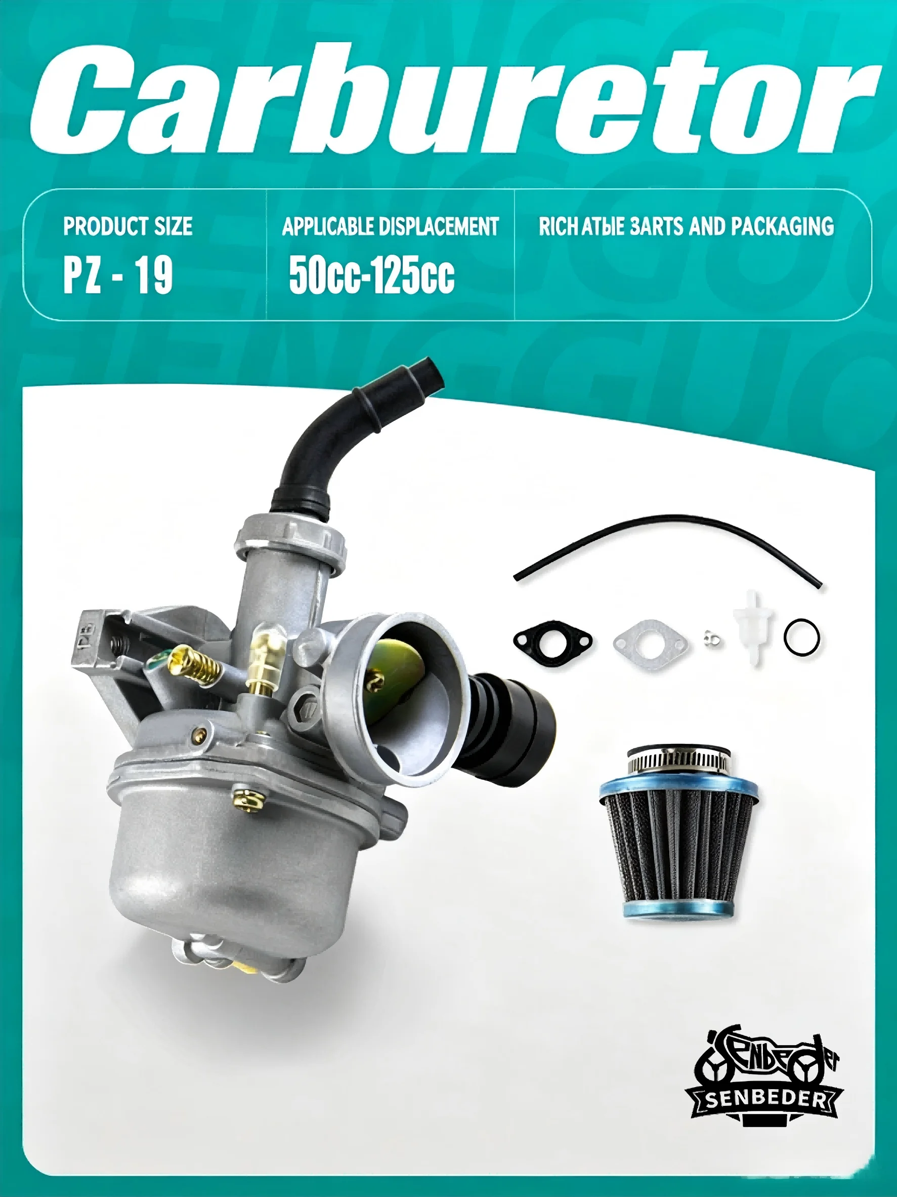 

PZ19 Carburetor for 50cc 70cc 90cc 110cc 125cc ATV Dirt Bike Pit Bike Go Kart, Manual Choke Carb with Air Filter Fuel Filter Kit