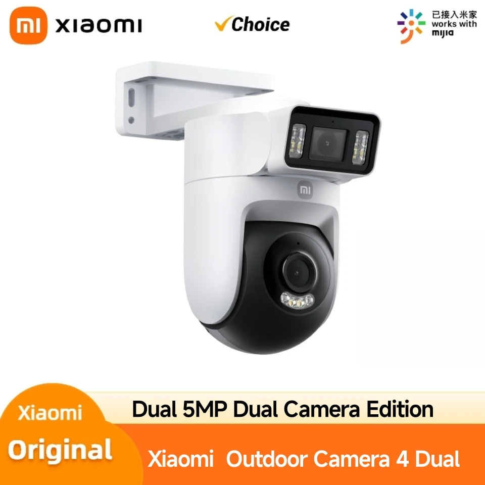 

2025 New Xiaomi Outdoor Camera 4 Dual Lens 5MP 3K HD Dual View Monitoring Panoramic Closeup Tracking IP66 Weatherproof AntiTheft