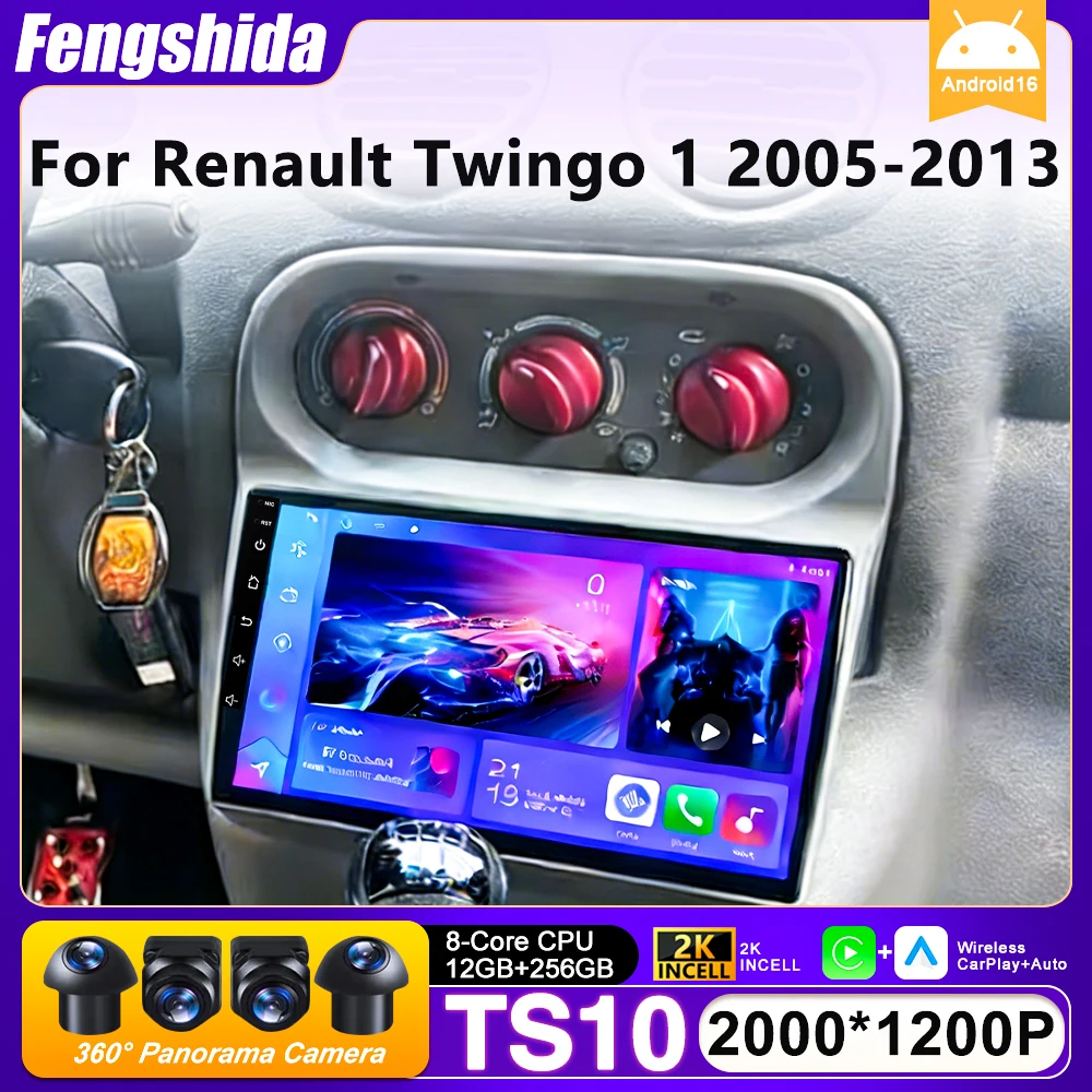 Image of Für Renault Twingo 1 2005-2013 Autoradio Carplay Multimedia-Player Bildschirm GPS-Navigation Android Auto WLAN-Bildschirm Video Kein 2din