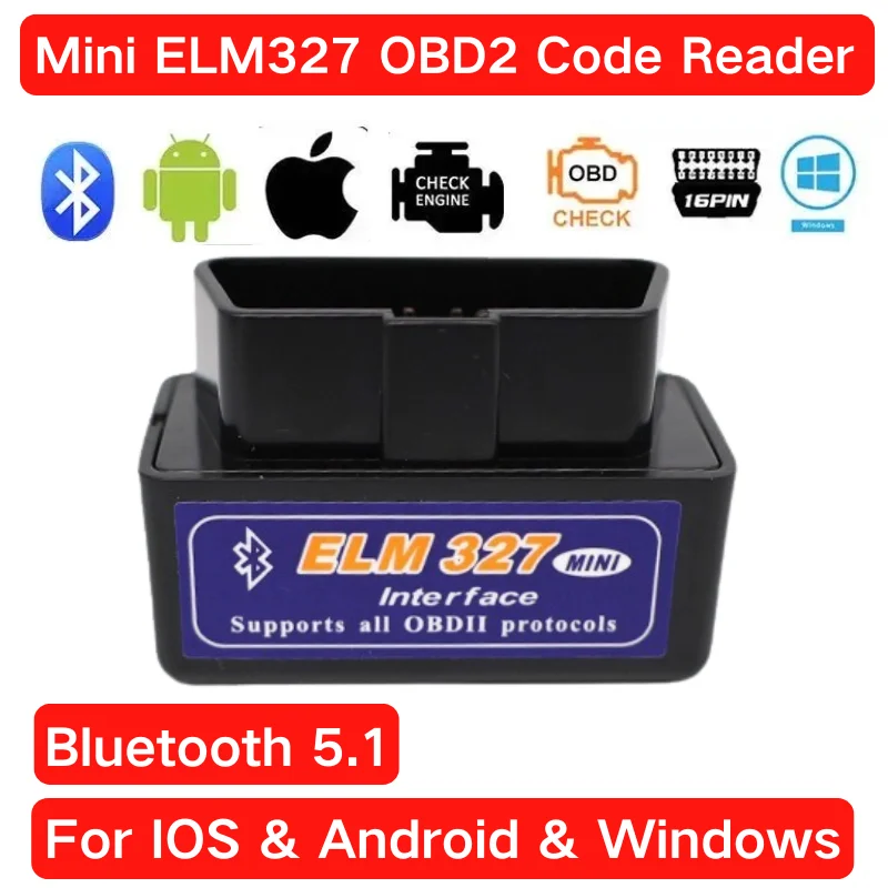 2026 المحمولة Bluetooth5.1 ELM327 V2.1/V1.5 Obd2 الماسح الضوئي أداة تشخيص السيارة رمز القارئ أداة لنظام أندرويد/IOS/ويندوز #1