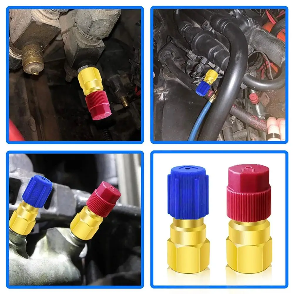 Kit de conversión de R12 a R134a, accesorios de válvula de carga de aire acondicionado, adaptador de puerto, Conector de desconexión rápida de modificación de coche