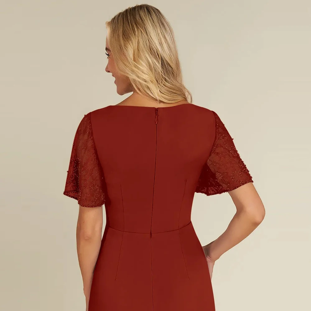 Requintado sem alças mãe da noiva vestidos para mulheres fenda lateral vestidos de festa de casamento manga curta vestido de novia 2025 verão