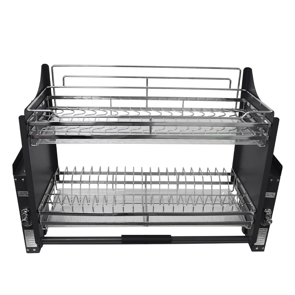 منظمة إغلاق ناعمة، خزانة تخزين المطبخ، رف أطباق المصعد، سلة رفع قابلة للسحب #2